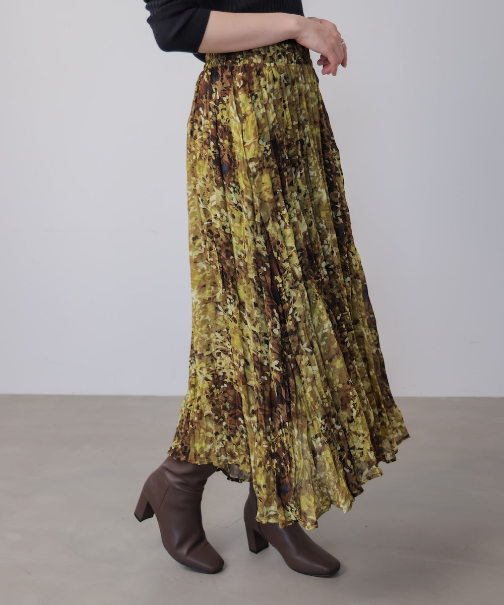 オータムカラー柄プリーツスカート