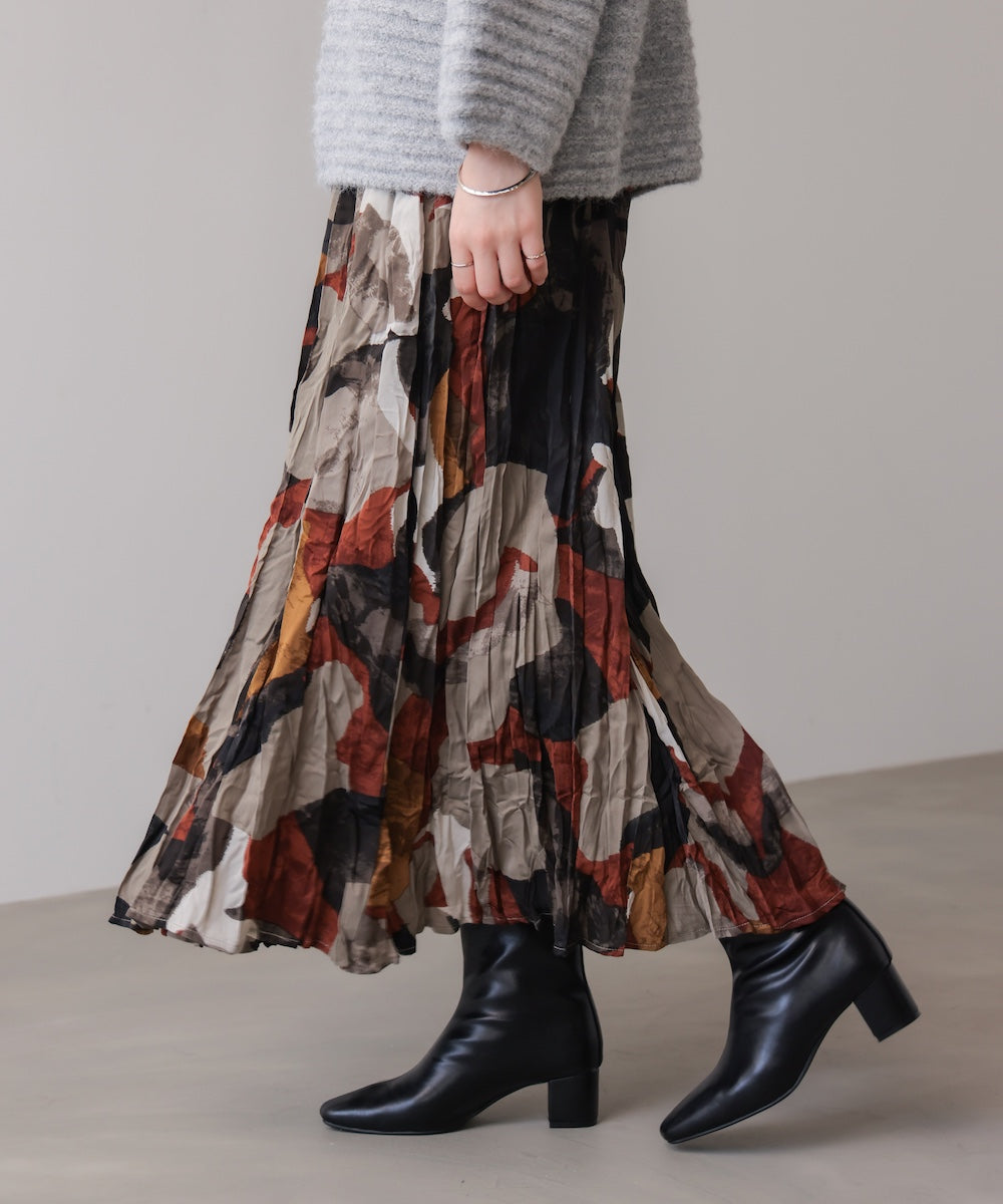 オータムカラー柄プリーツスカート