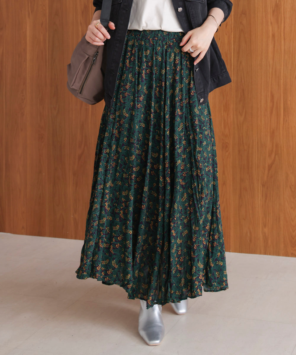 オータムカラー柄プリーツスカート