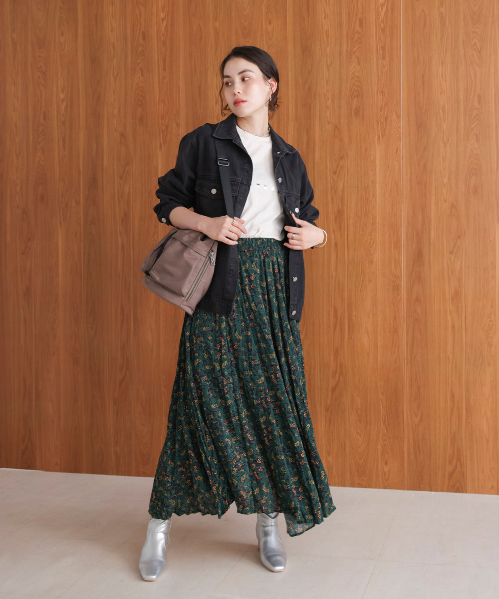 オータムカラー柄プリーツスカート