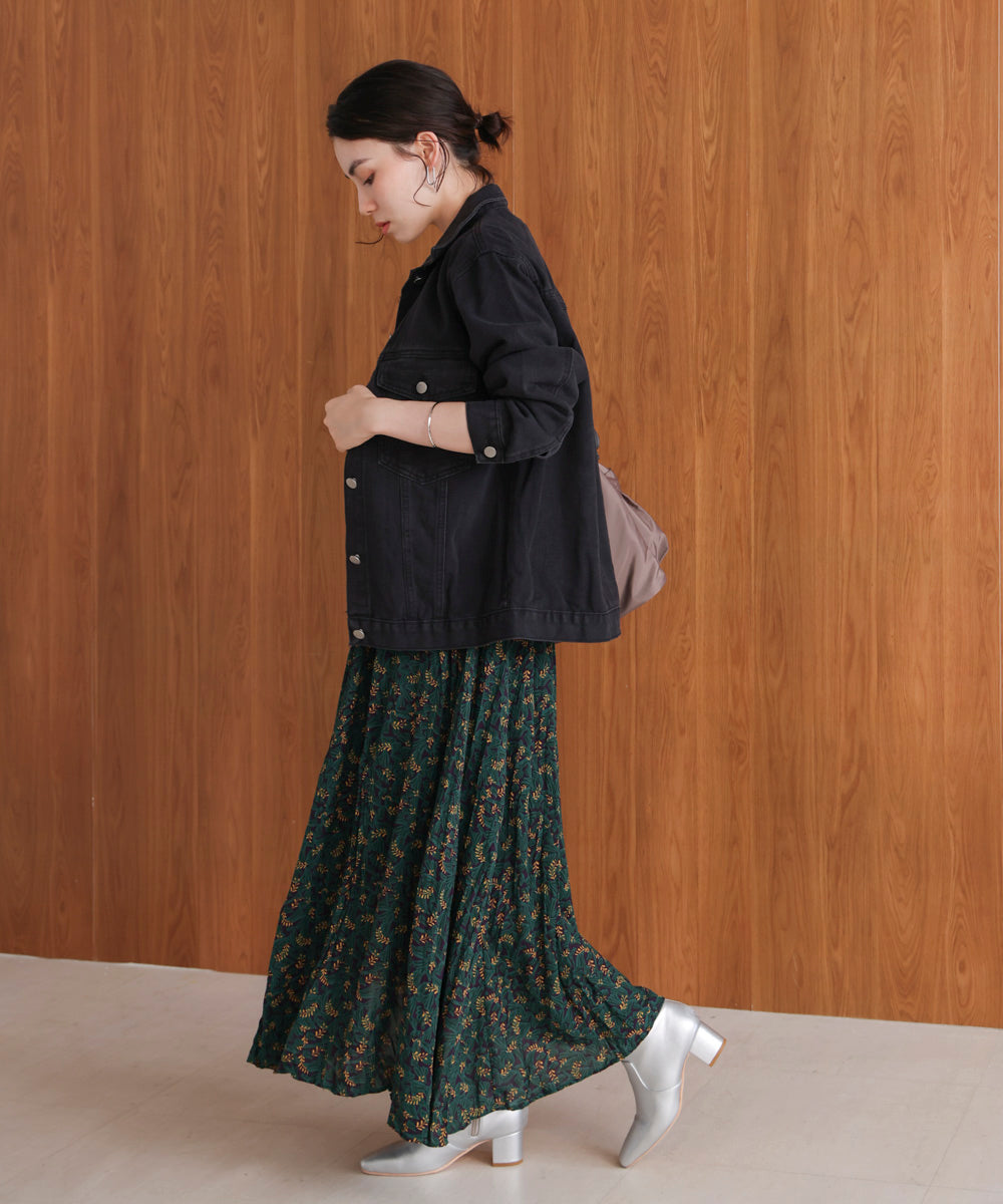 オータムカラー柄プリーツスカート