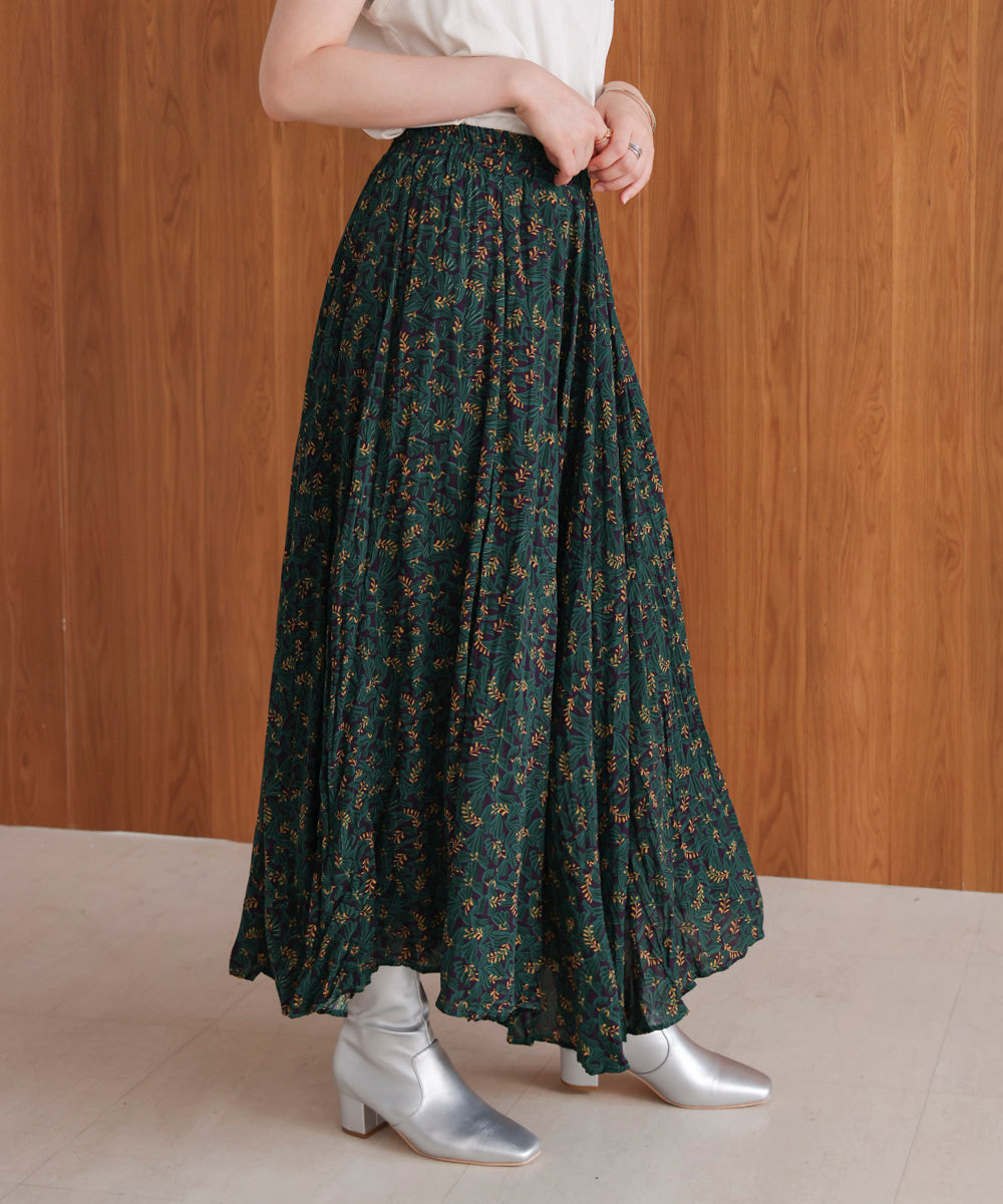 オータムカラー柄プリーツスカート