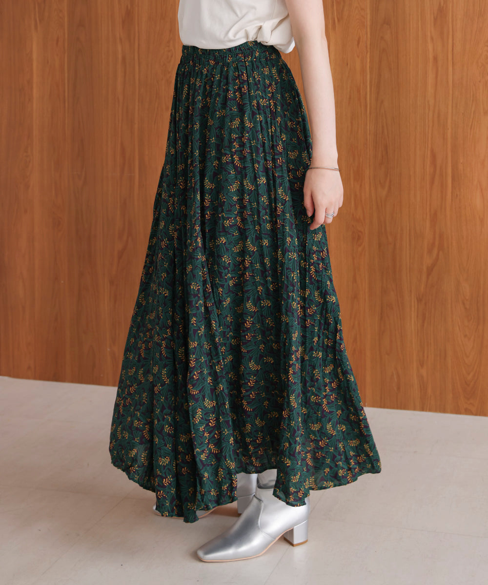 オータムカラー柄プリーツスカート