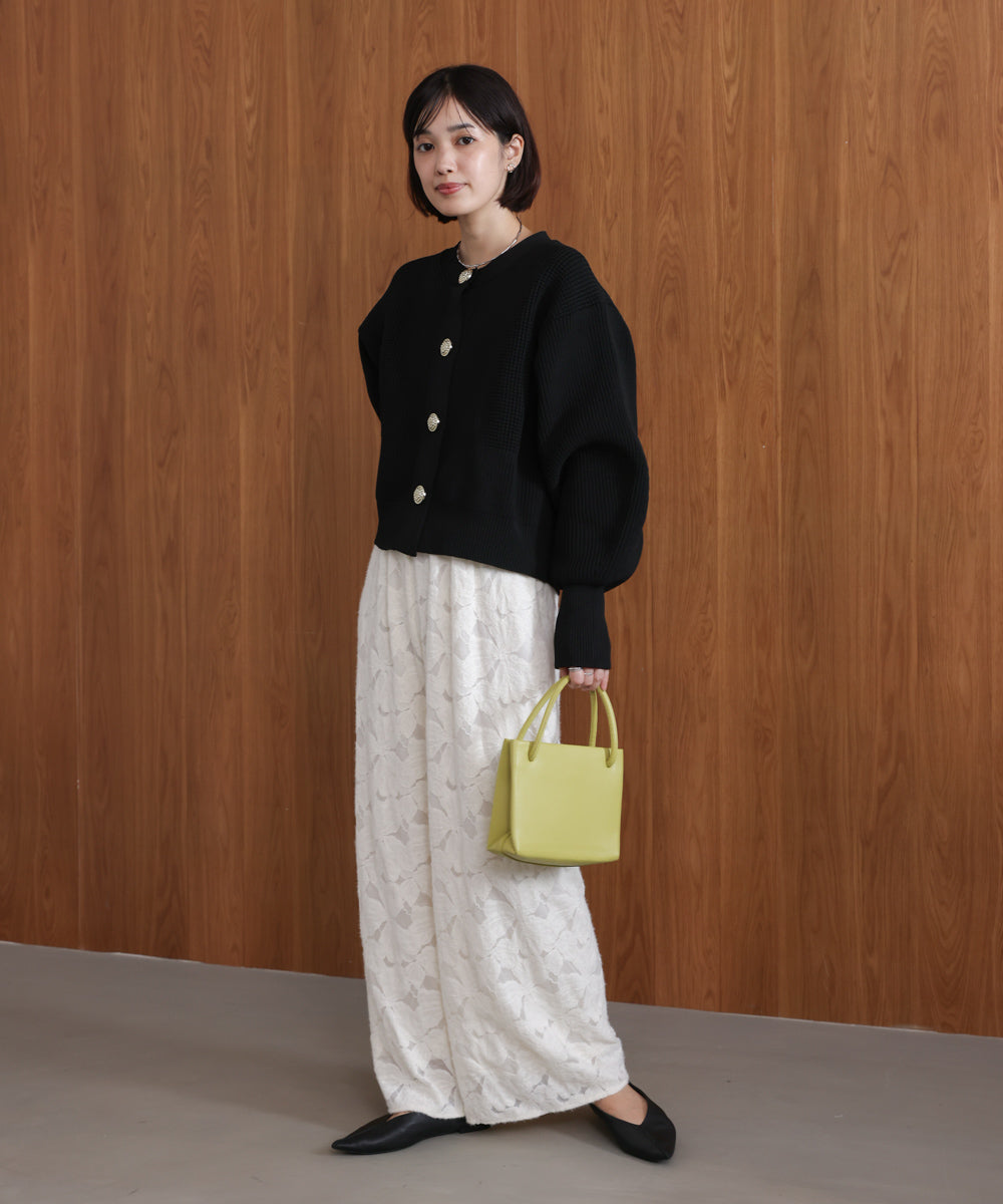 起毛レースワイドパンツ