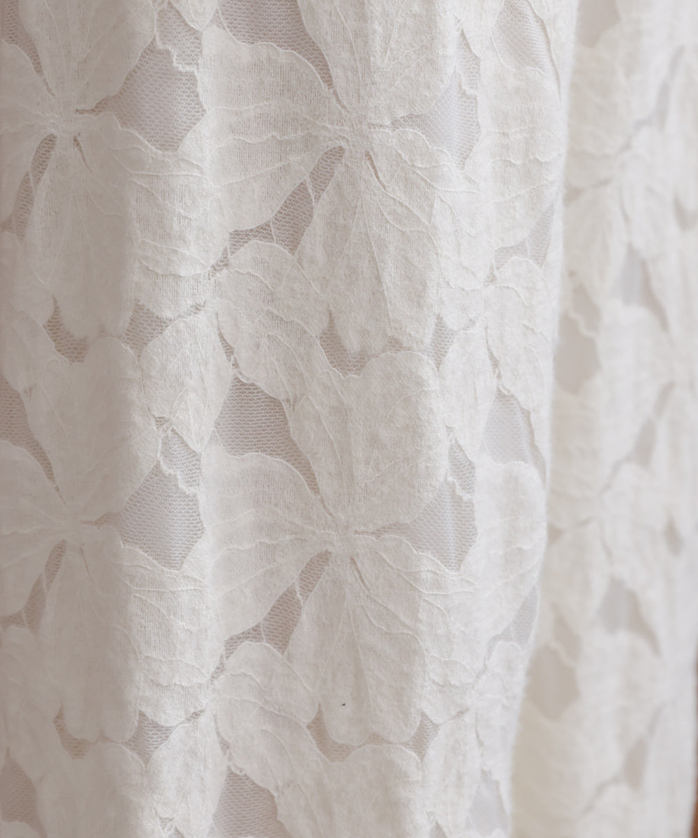 起毛レースワイドパンツ