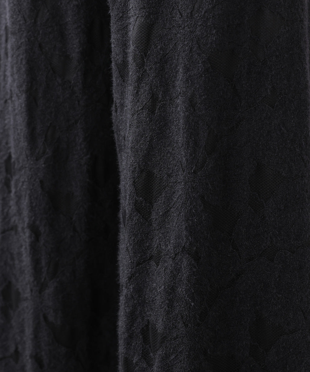 起毛レースワイドパンツ