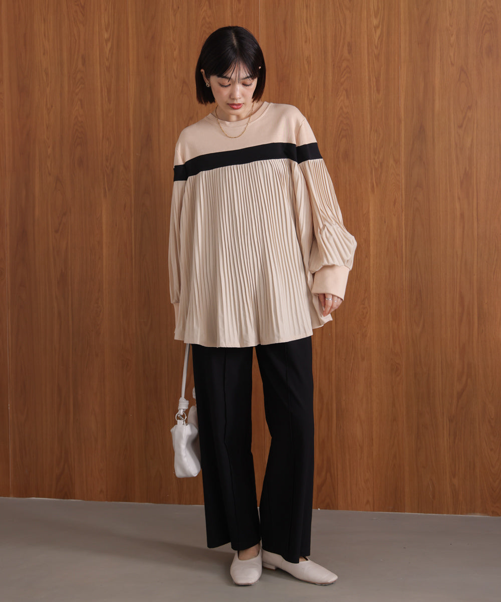 配色ラインプリーツプルオーバー