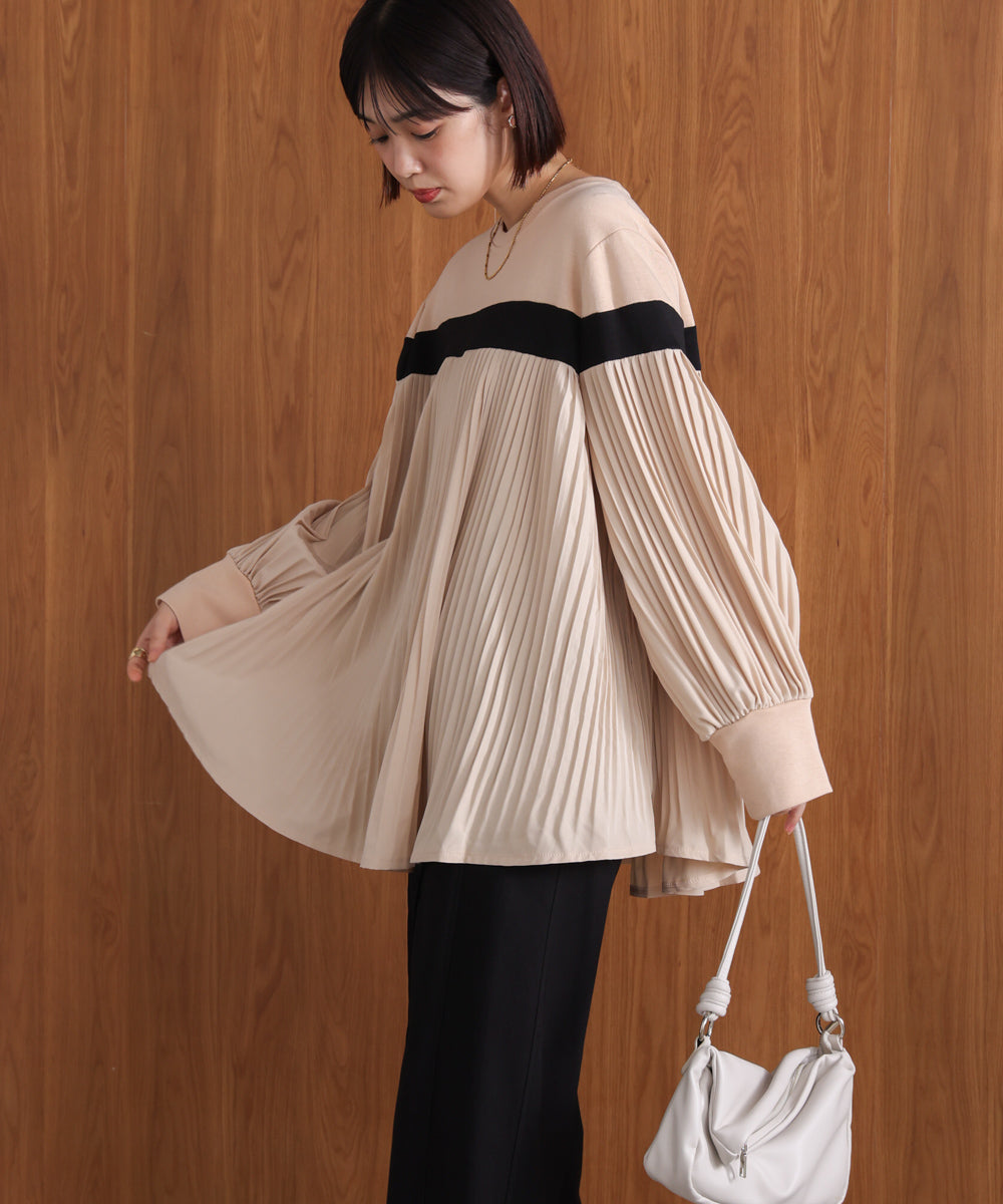 配色ラインプリーツプルオーバー