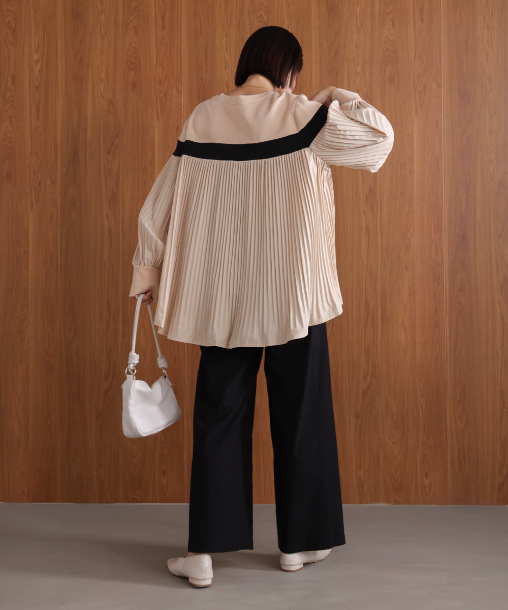 配色ラインプリーツプルオーバー