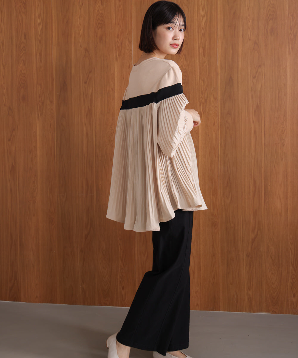 配色ラインプリーツプルオーバー