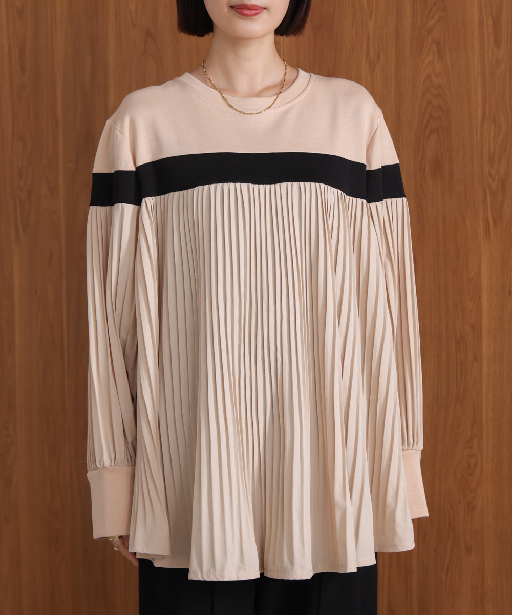 配色ラインプリーツプルオーバー