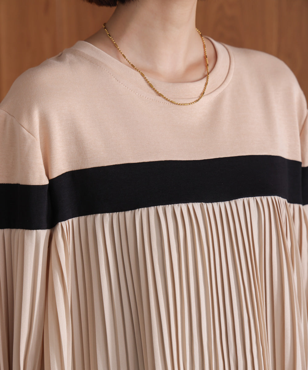 配色ラインプリーツプルオーバー