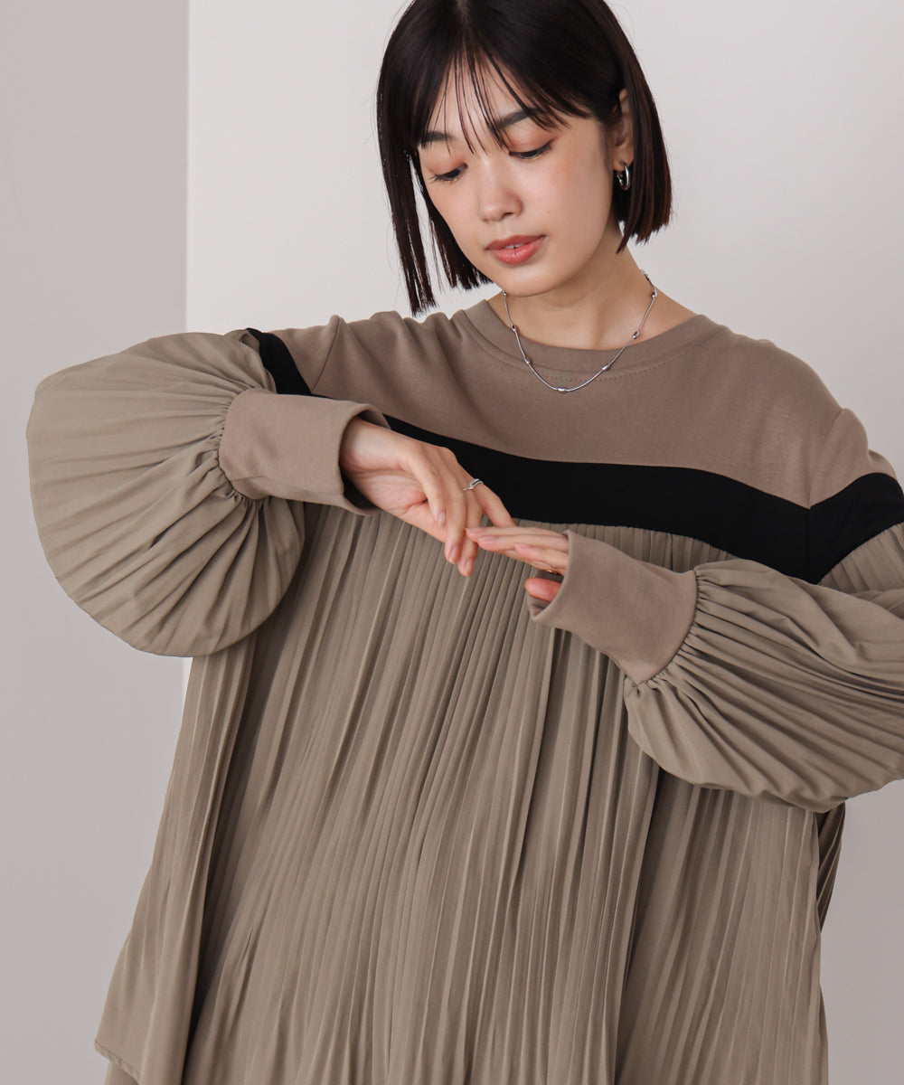 配色ラインプリーツプルオーバー
