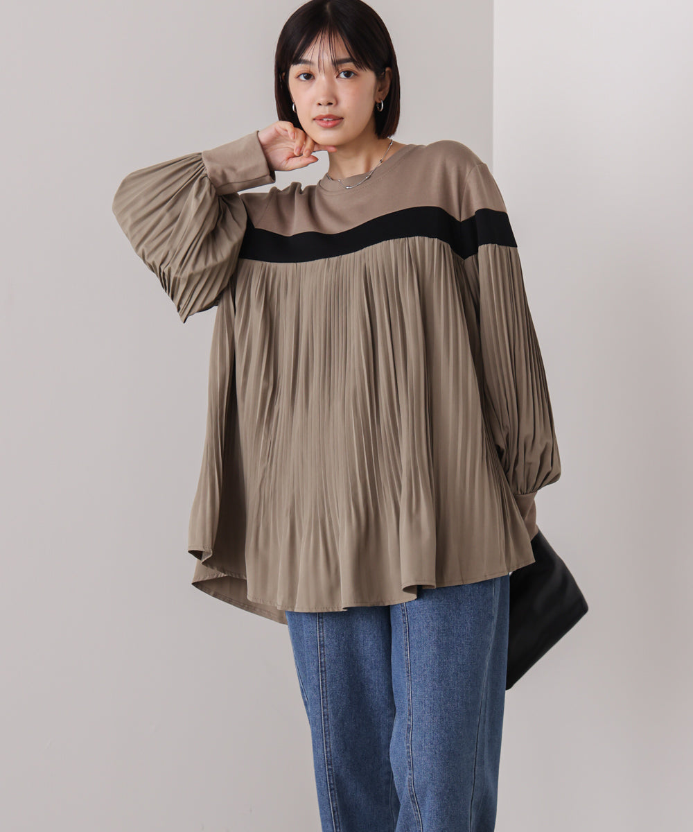 配色ラインプリーツプルオーバー