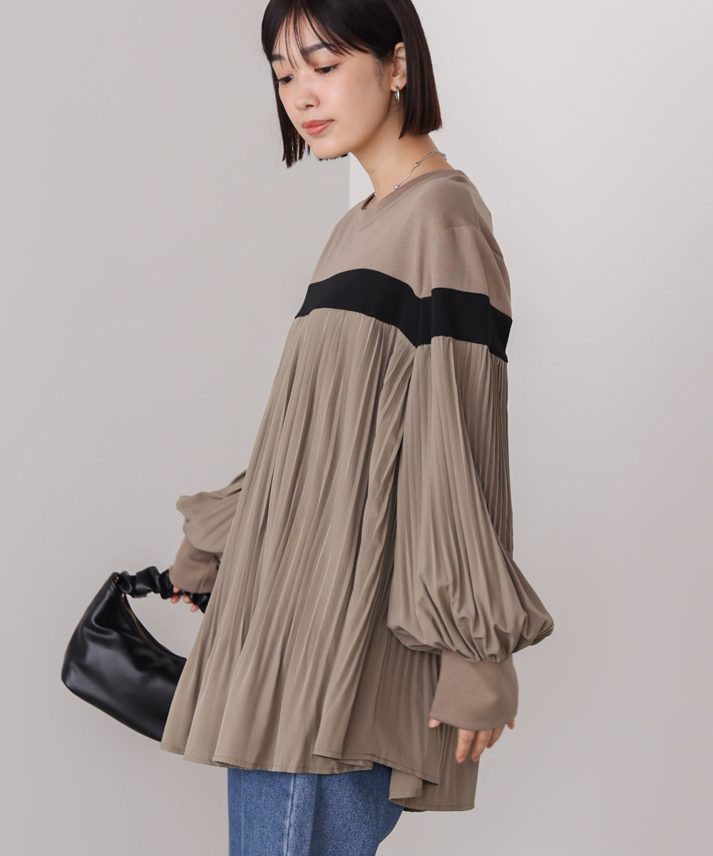 配色ラインプリーツプルオーバー