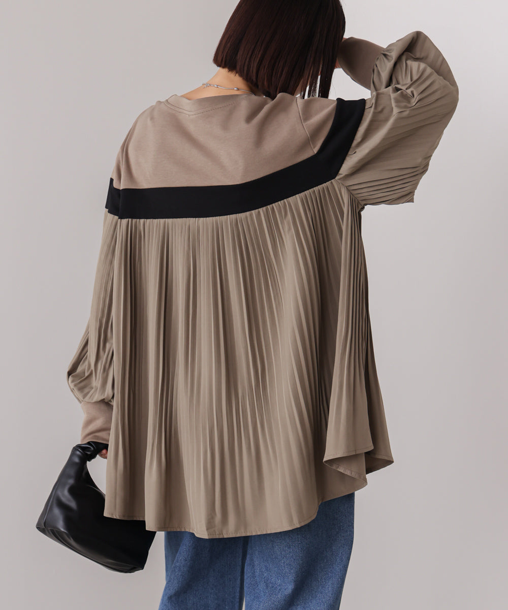 配色ラインプリーツプルオーバー