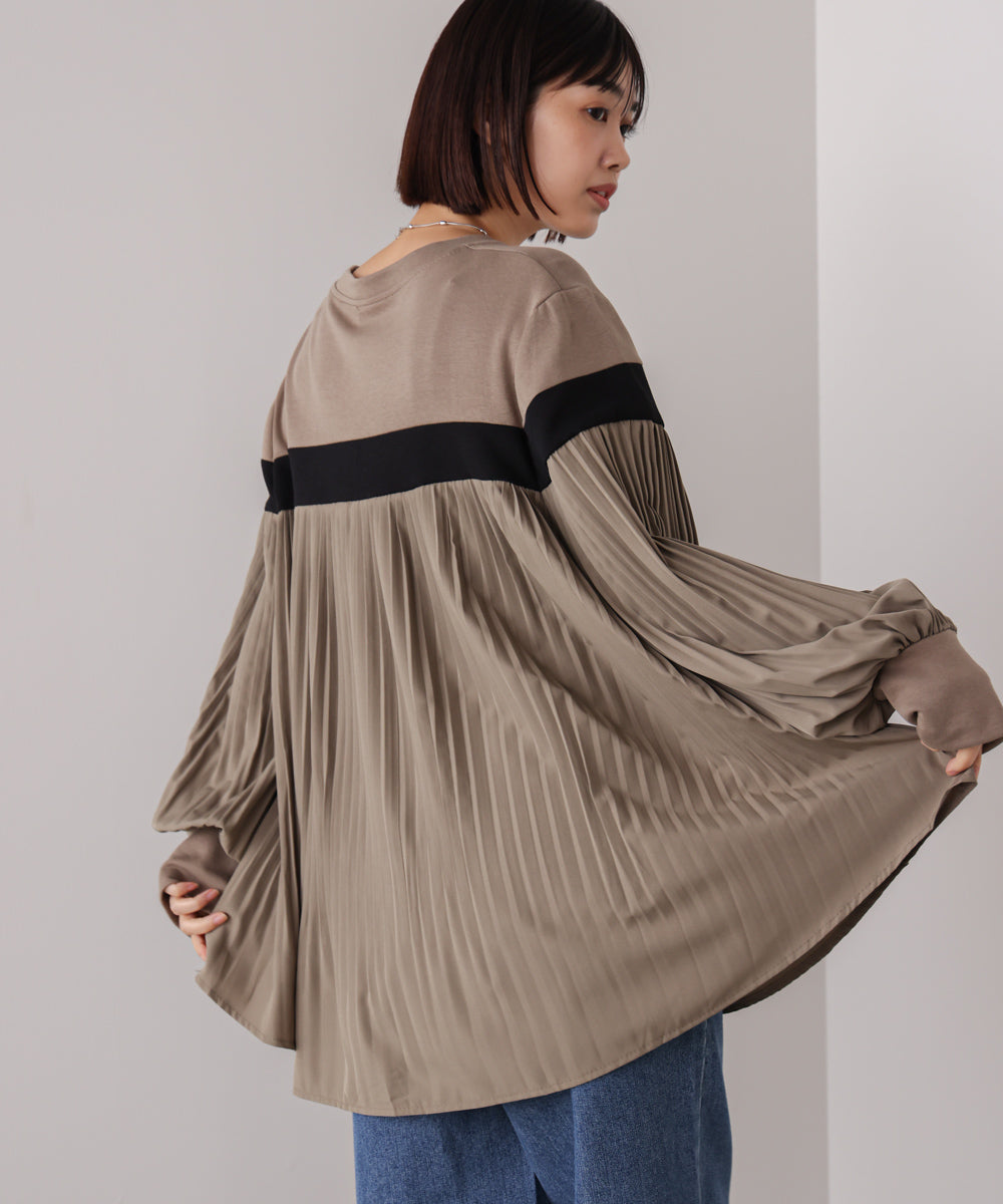 配色ラインプリーツプルオーバー