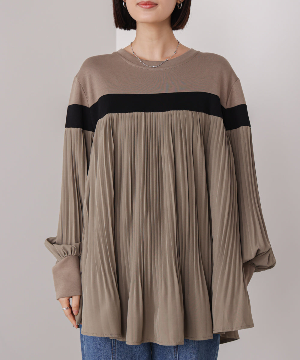 配色ラインプリーツプルオーバー