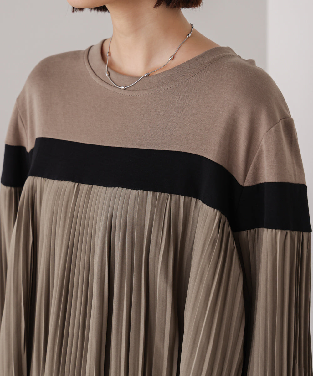 配色ラインプリーツプルオーバー