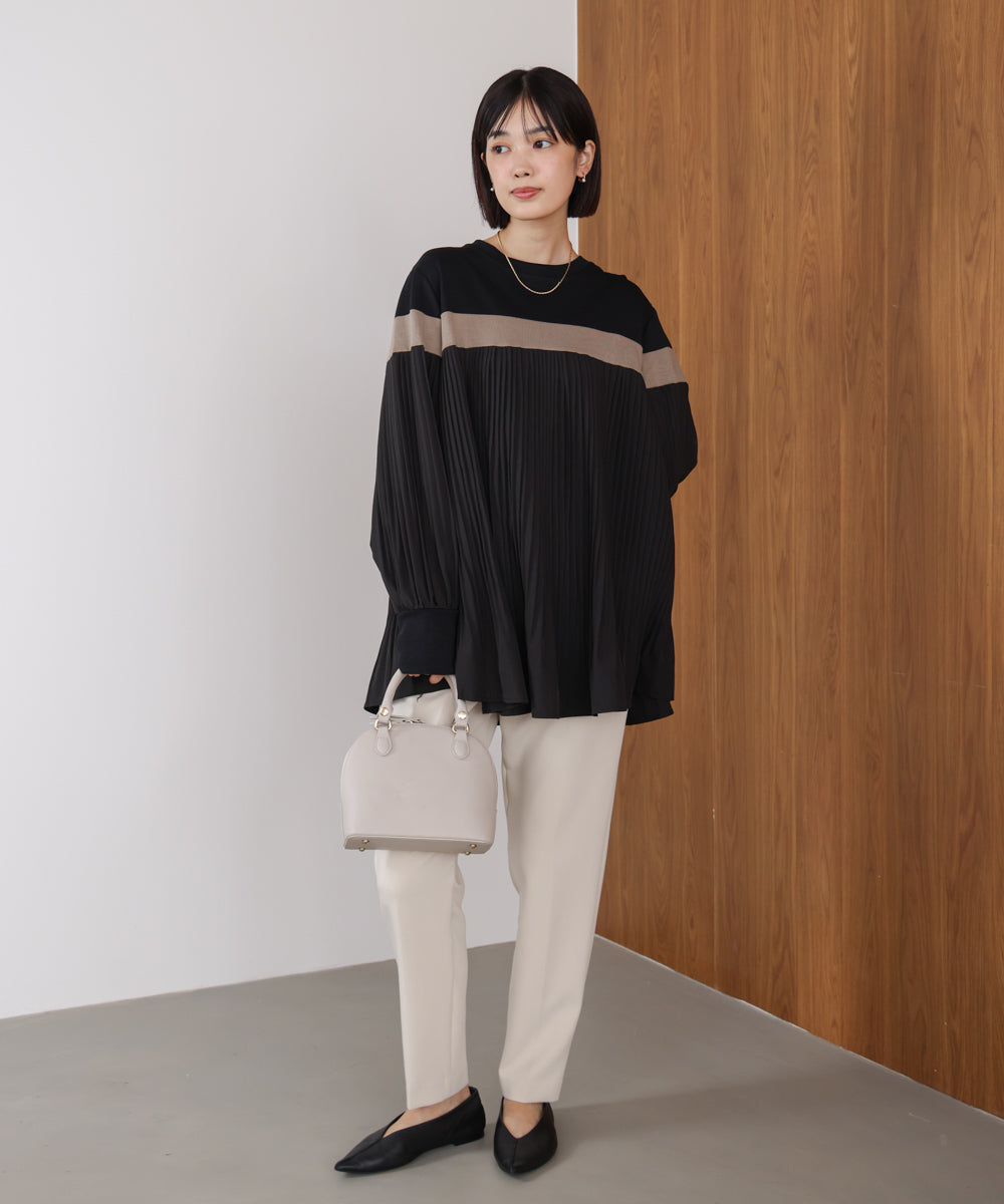 配色ラインプリーツプルオーバー