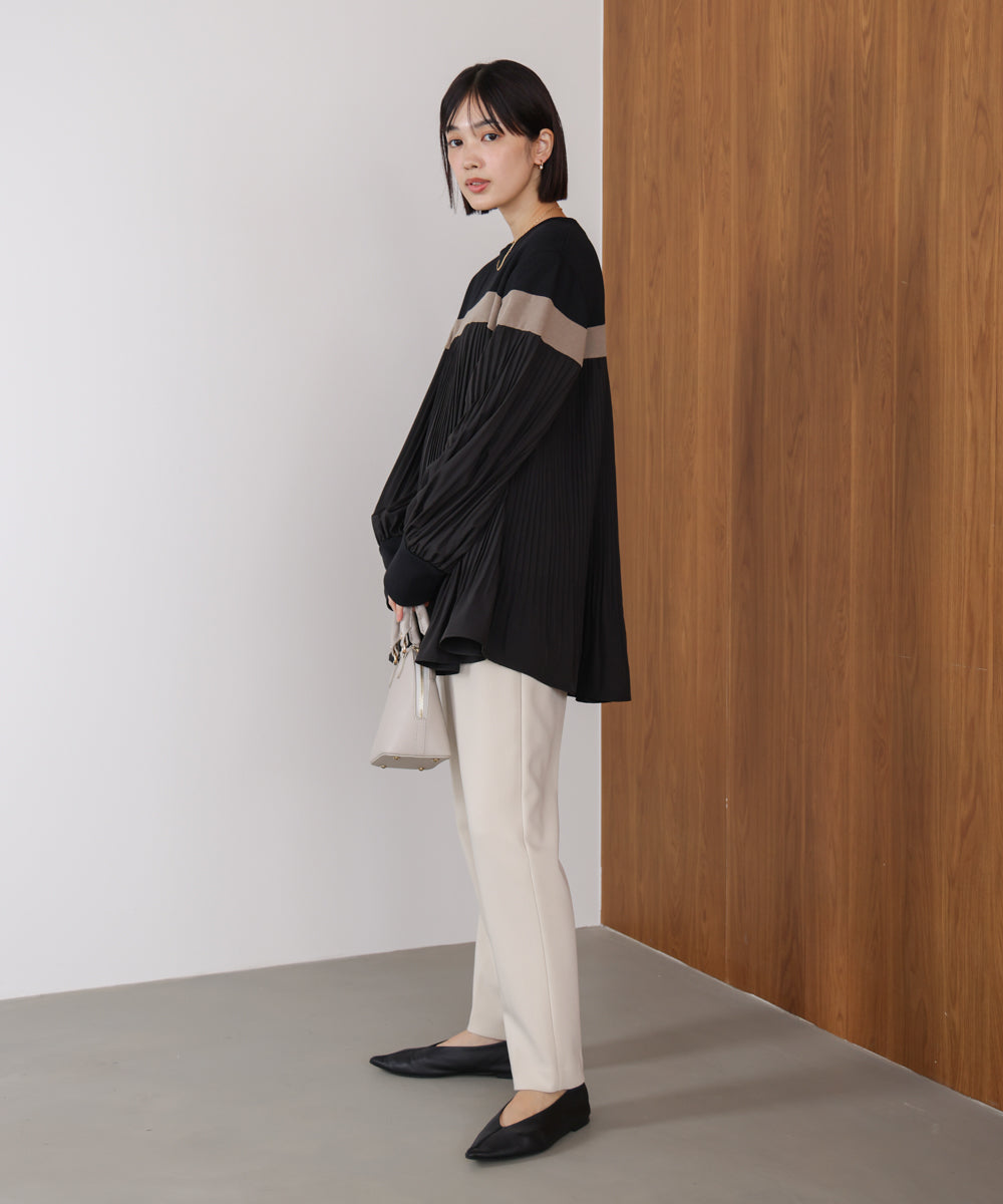 配色ラインプリーツプルオーバー