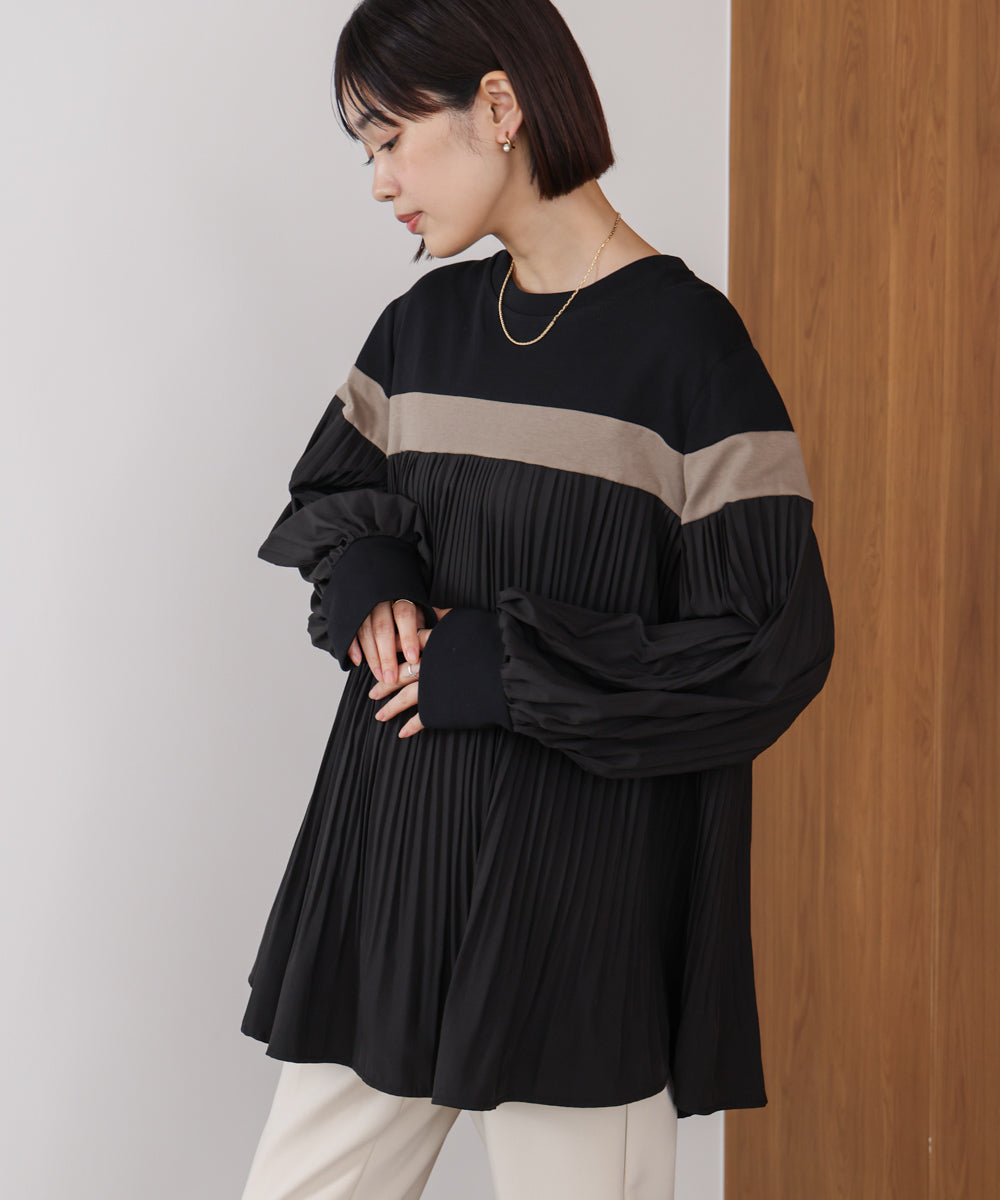 配色ラインプリーツプルオーバー