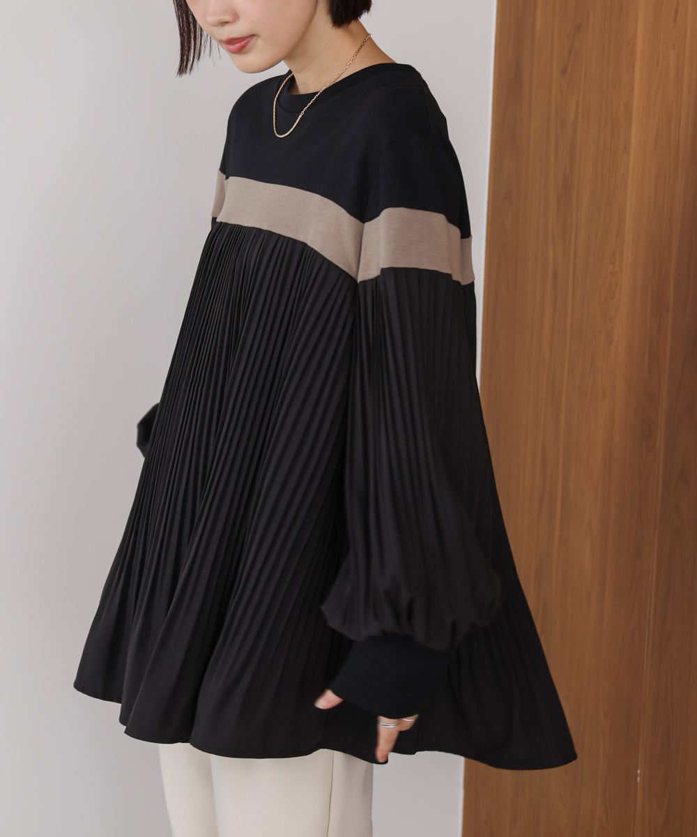 配色ラインプリーツプルオーバー