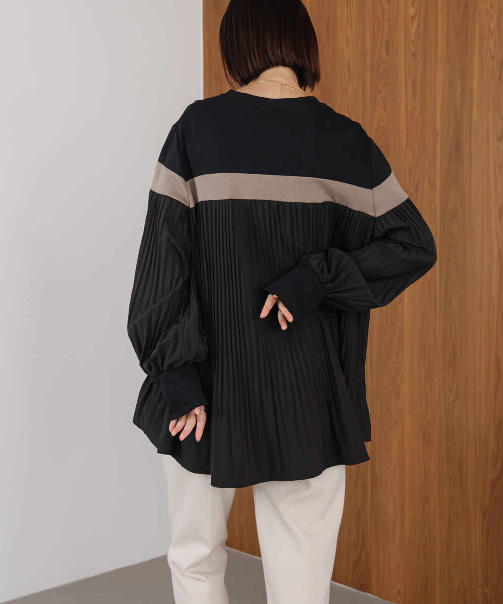 配色ラインプリーツプルオーバー