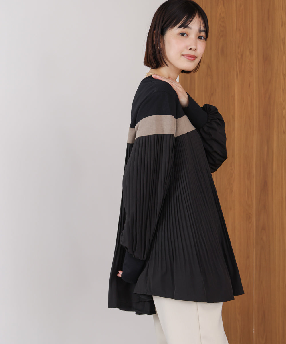 配色ラインプリーツプルオーバー