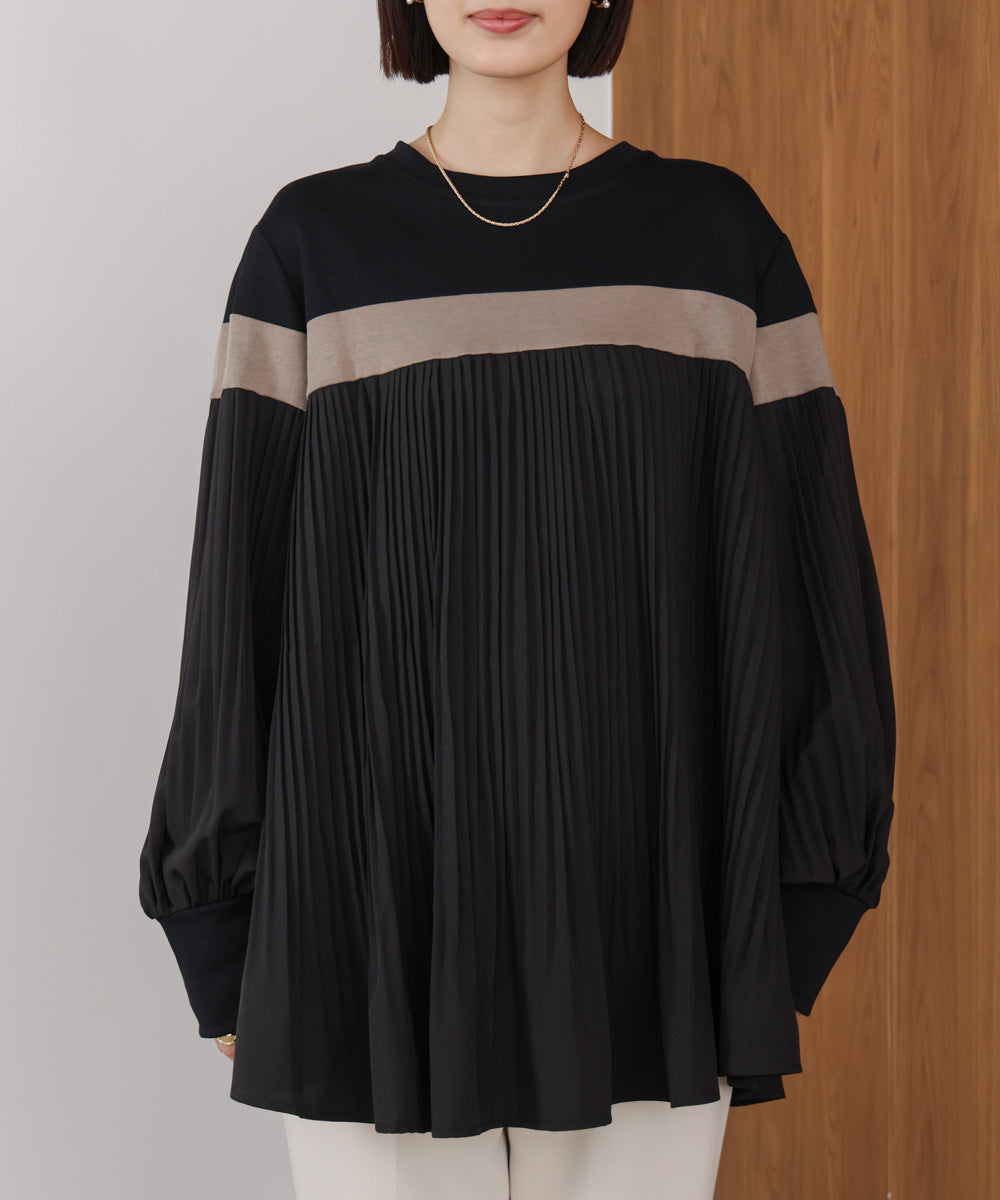 配色ラインプリーツプルオーバー