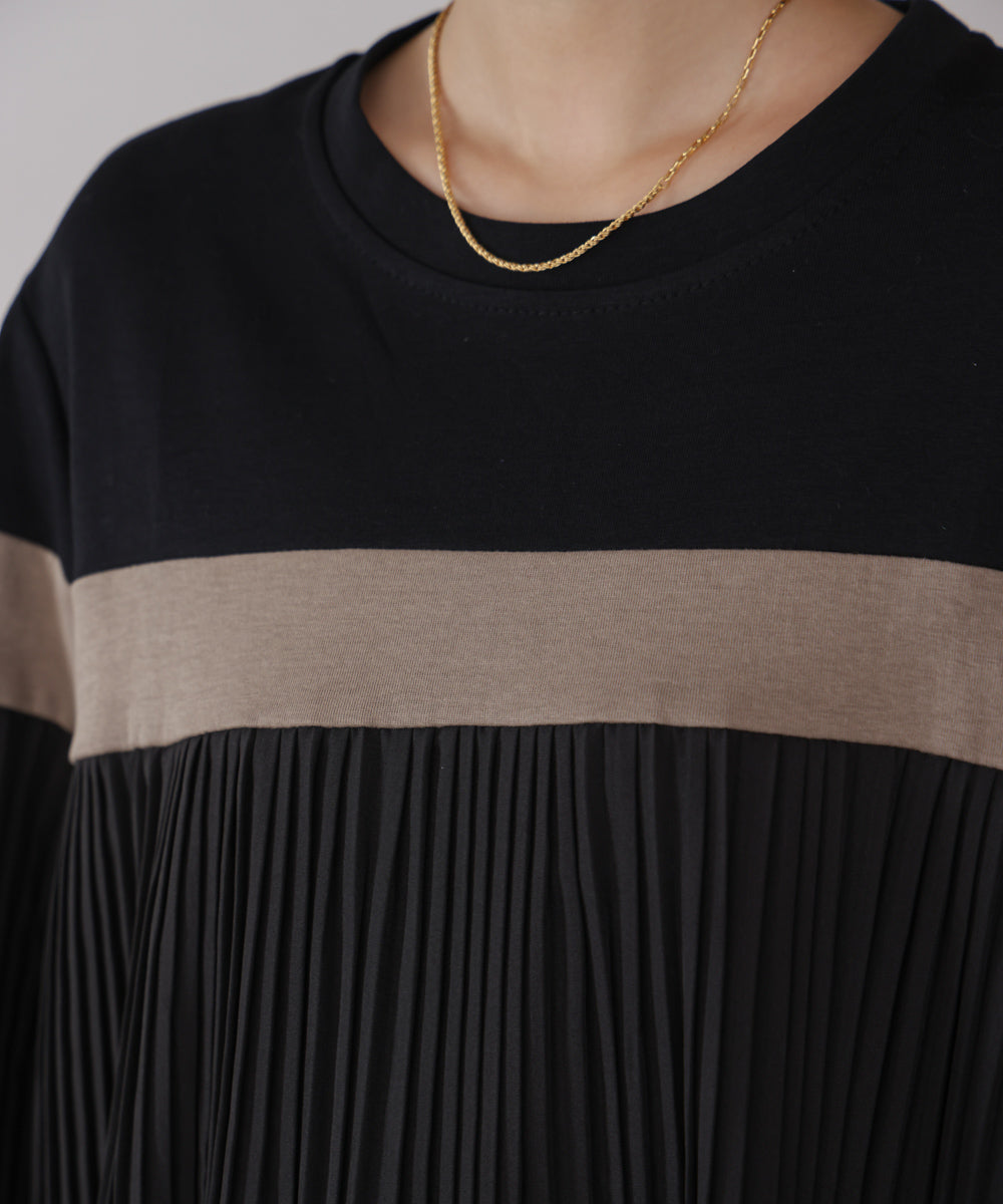 配色ラインプリーツプルオーバー