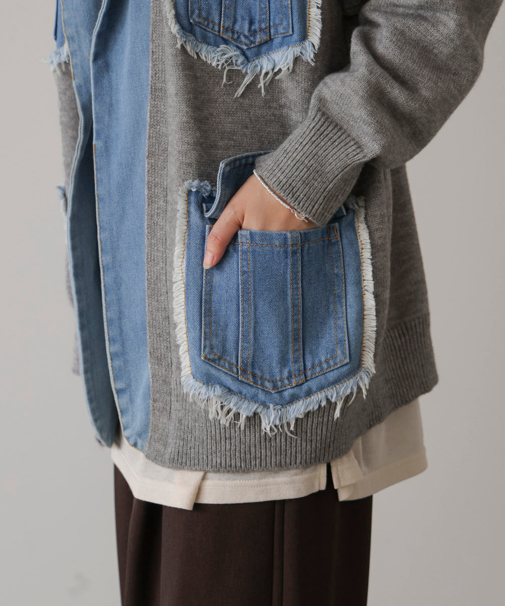 ニットコンビデニムジャケット