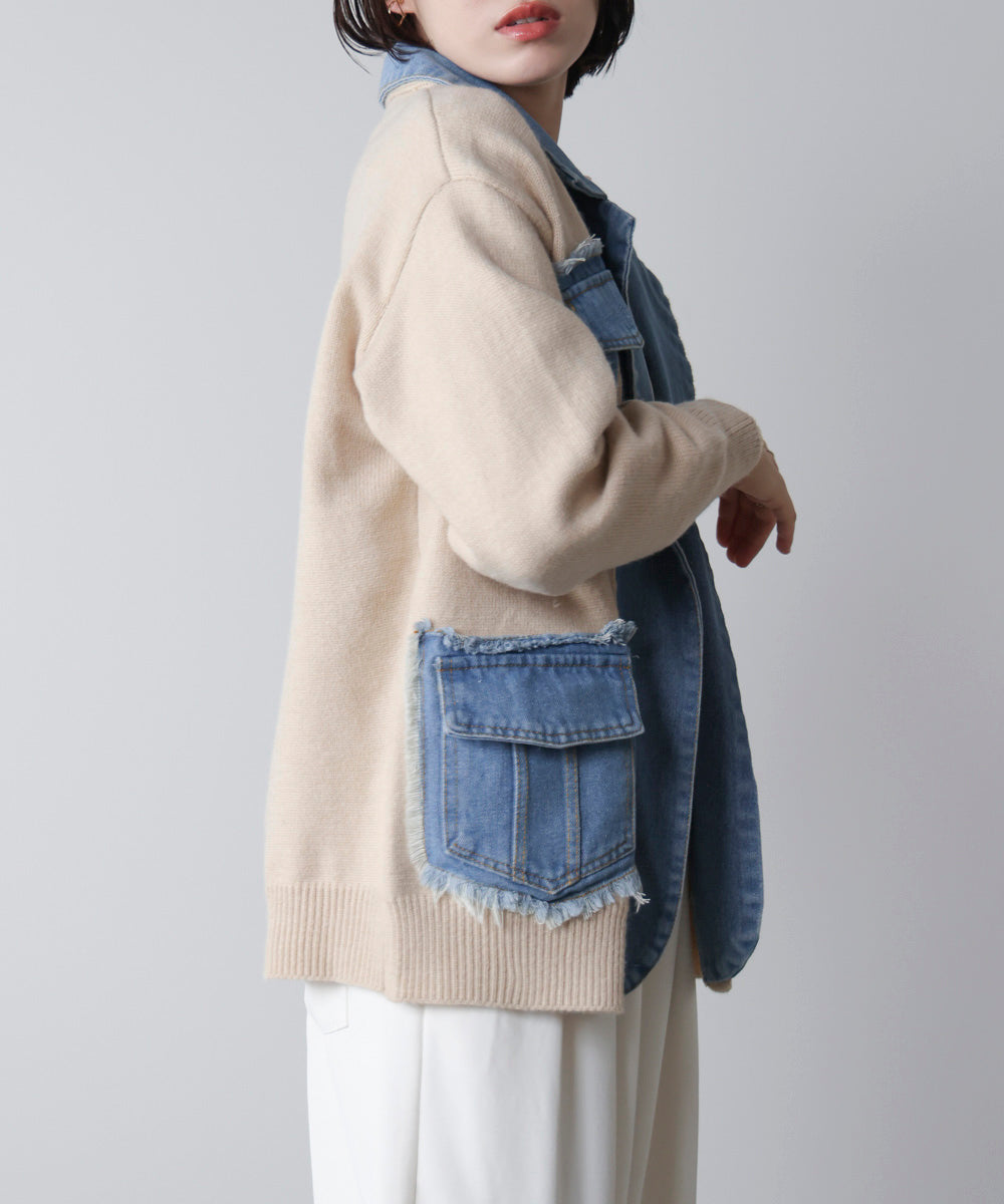 ニットコンビデニムジャケット