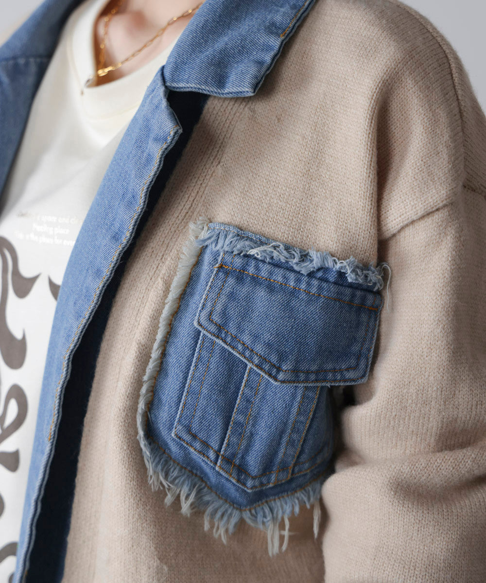 ニットコンビデニムジャケット