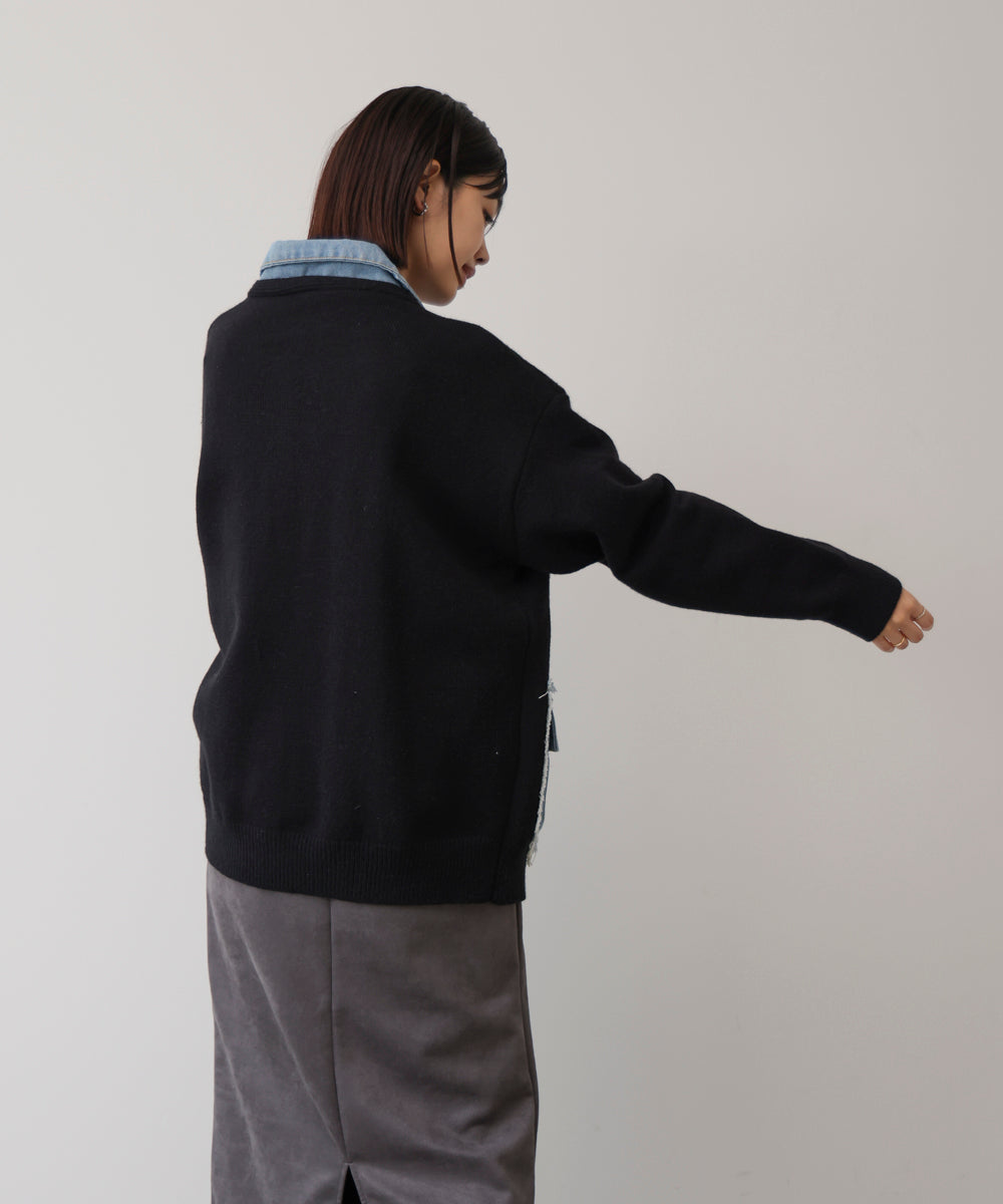 ニットコンビデニムジャケット
