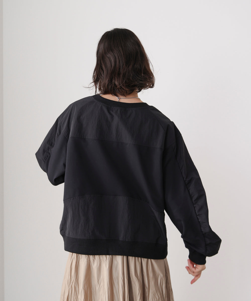 袖ギャザー異素材プルオーバー