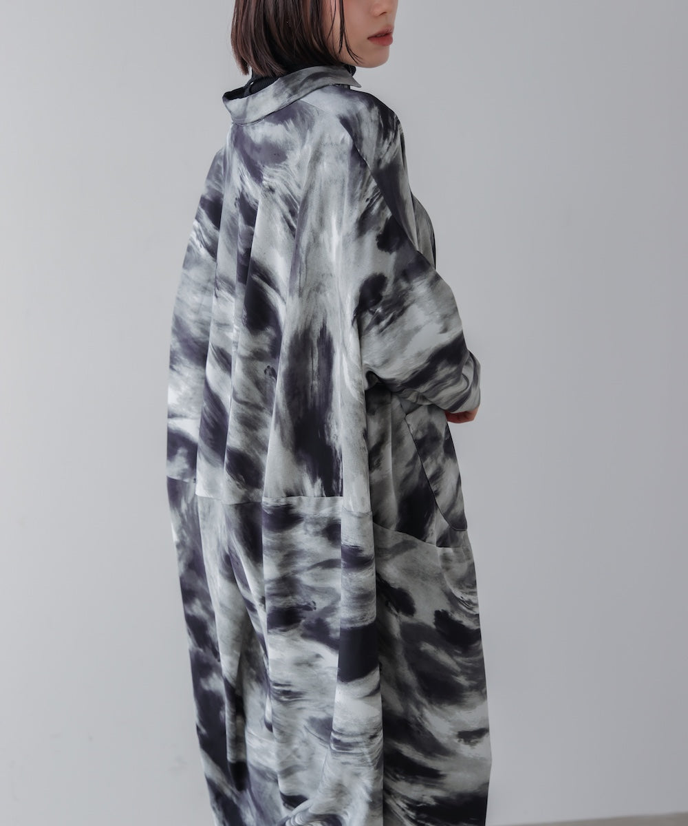 まだら柄ドレープワンピース