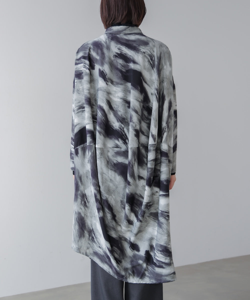 まだら柄ドレープワンピース