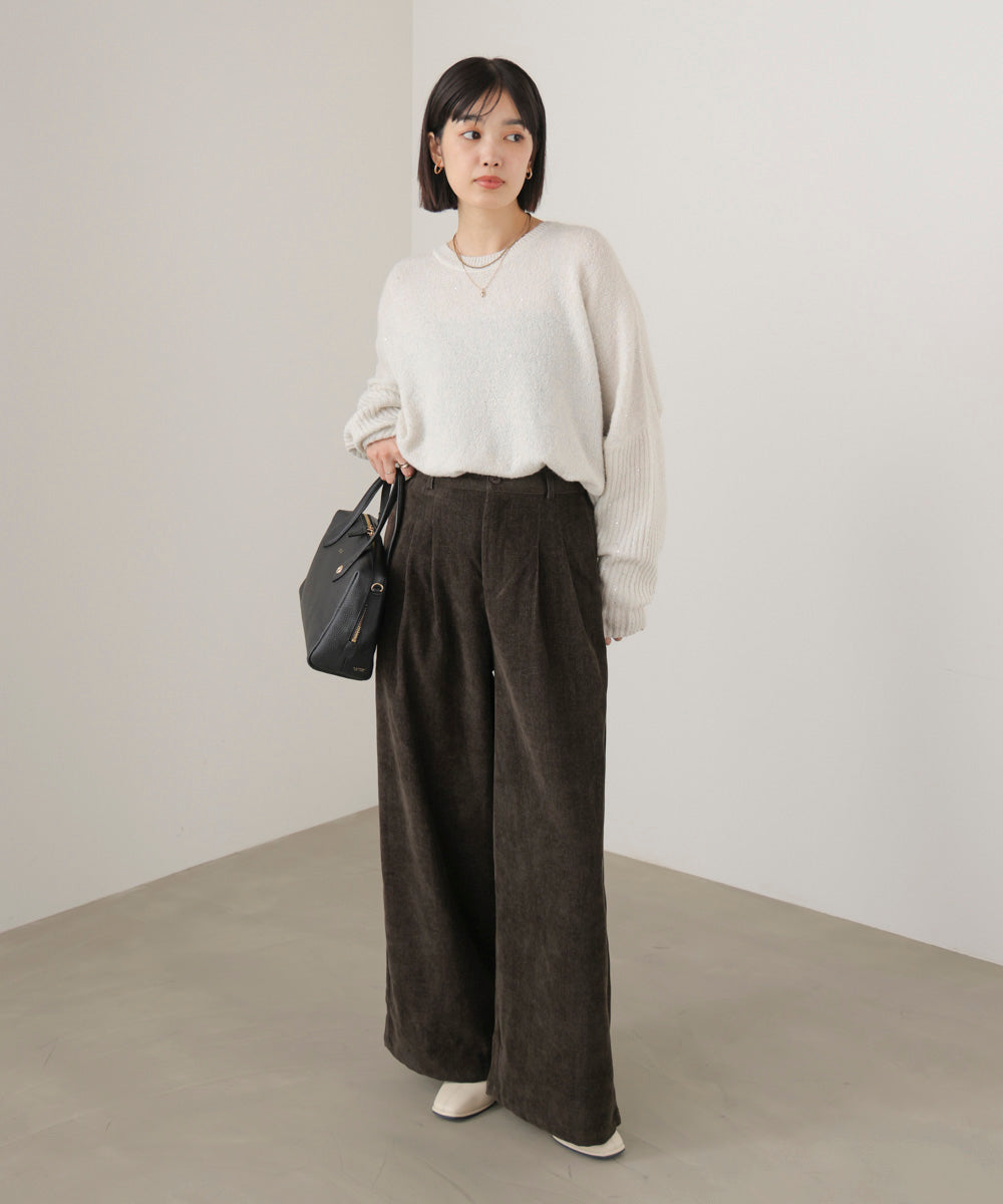 ストレッチベロアライクタックパンツ