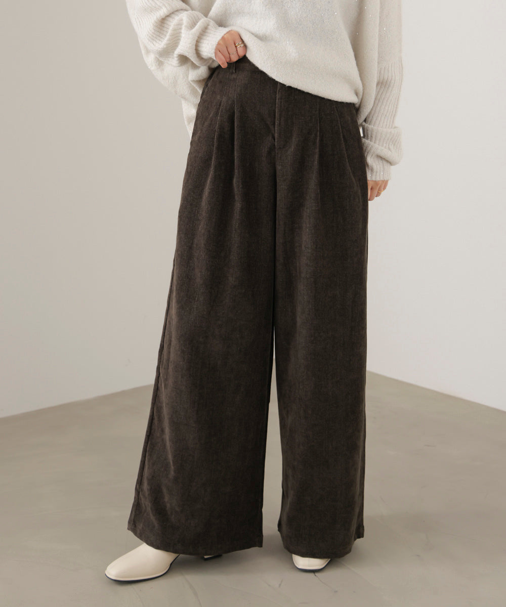 ストレッチベロアライクタックパンツ