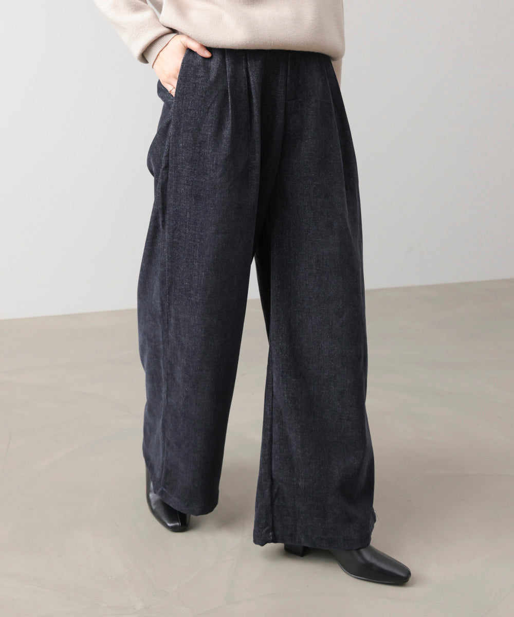 ストレッチベロアライクタックパンツ