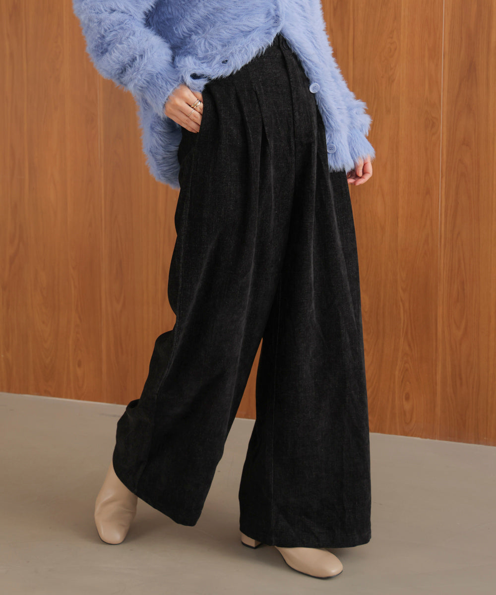 ストレッチベロアライクタックパンツ