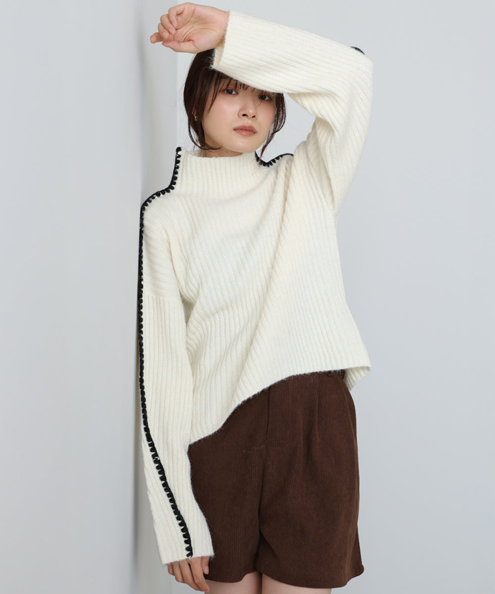 ライン配色ニットトップス
