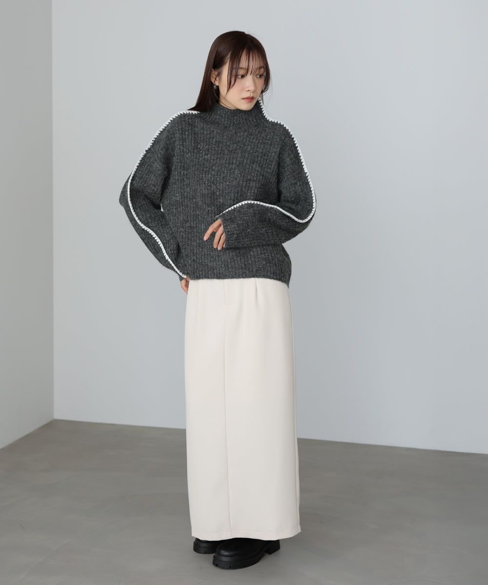 ライン配色ニットトップス