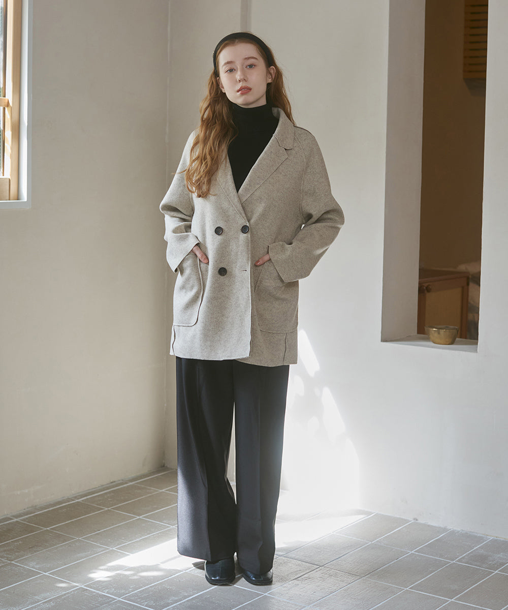 ウールライクテーラードダブルジャケット