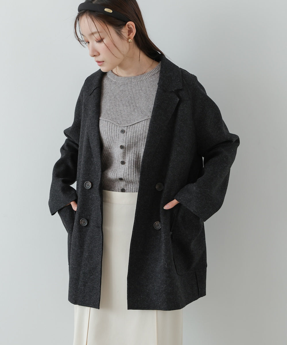 ウールライクテーラードダブルジャケット