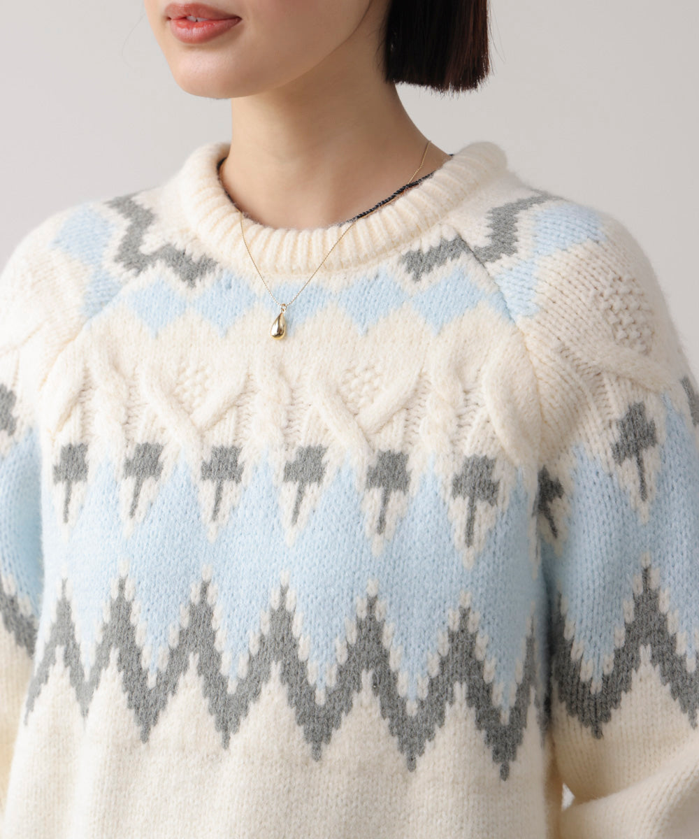 ノルディック柄ニット