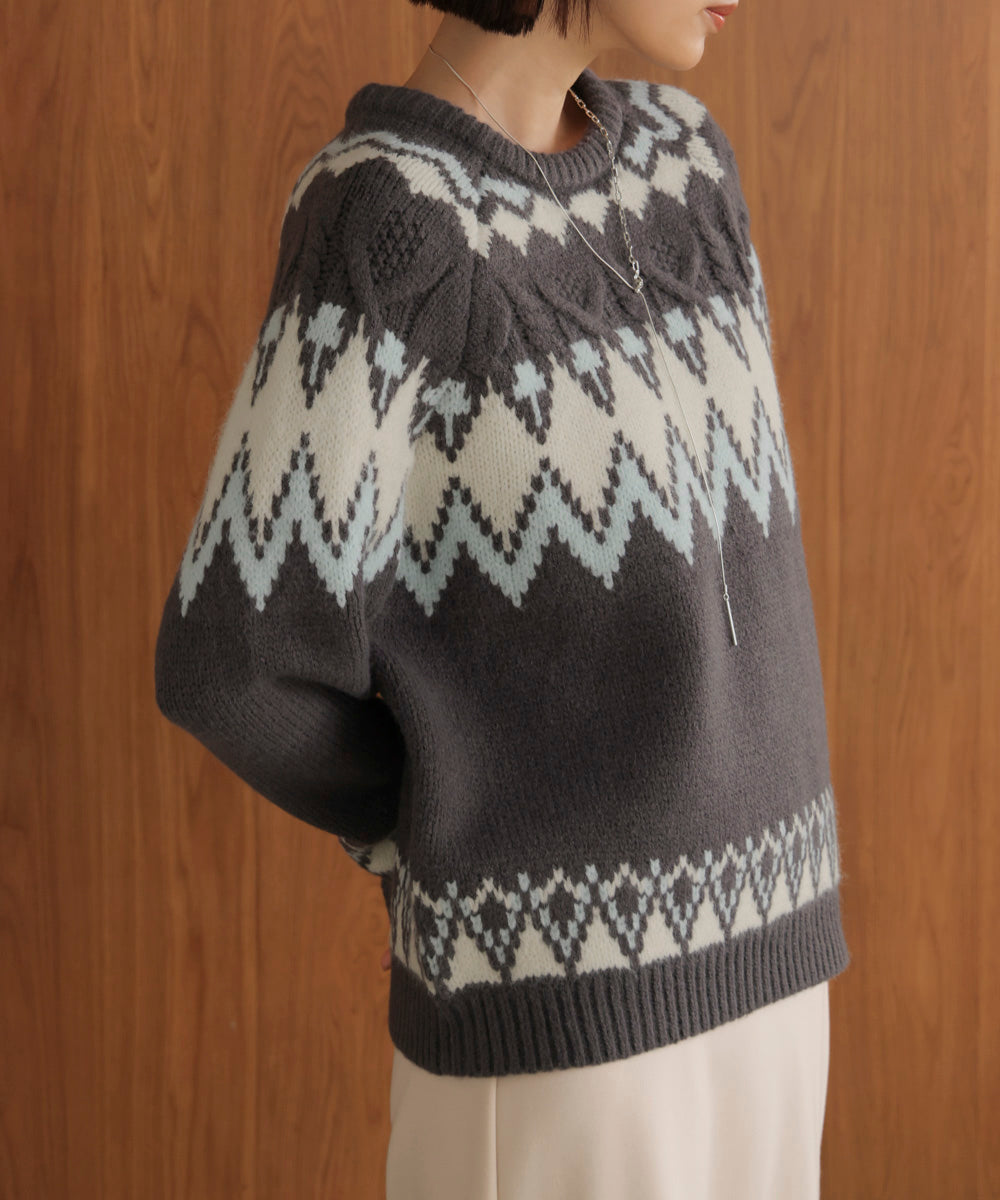 ノルディック柄ニット