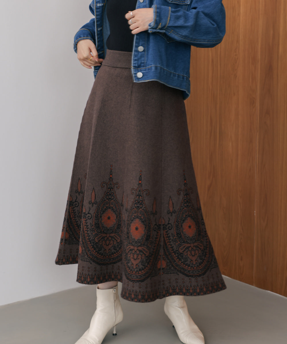 【WEB限定】柄ニットスカート