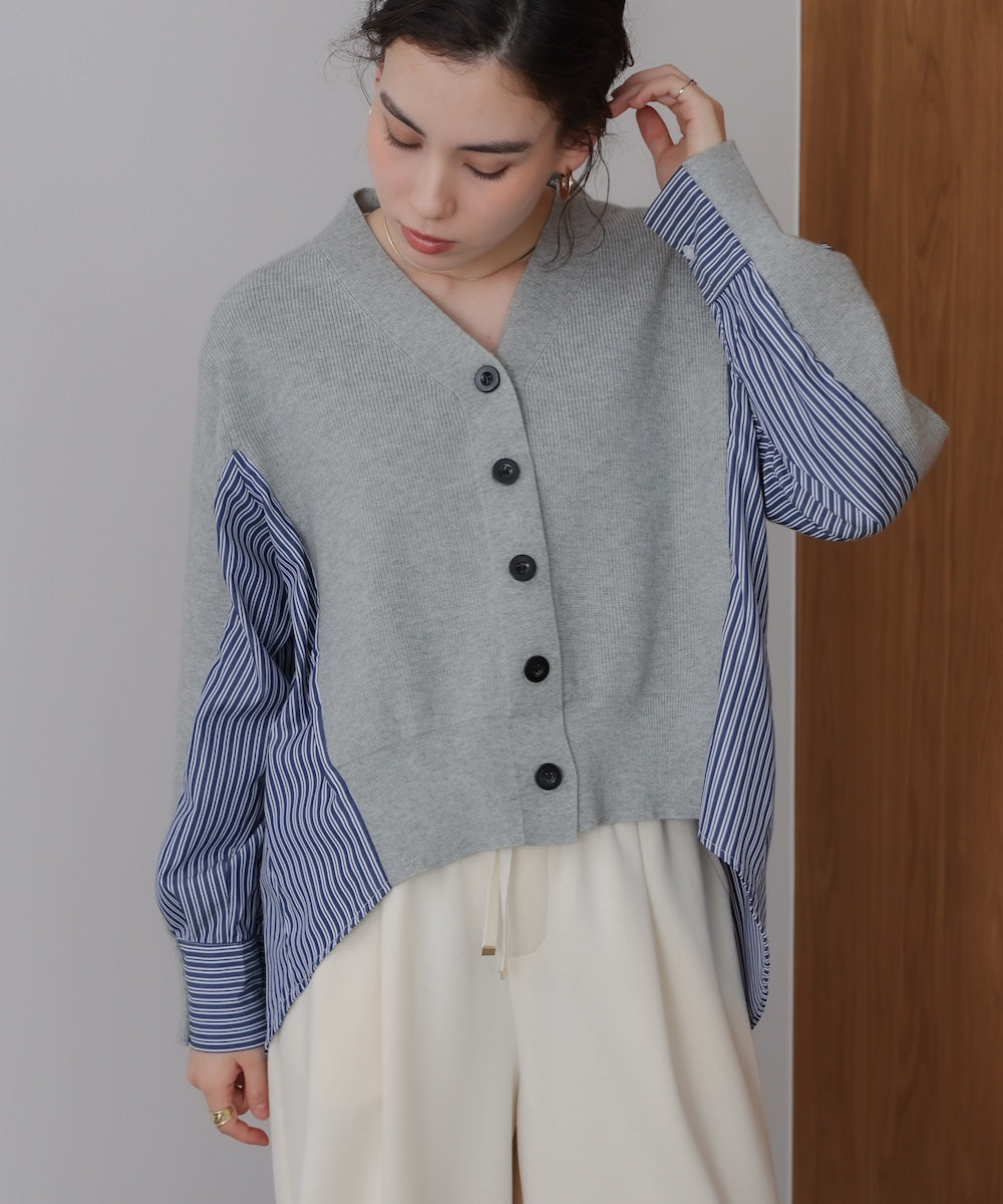 バックストライプニットカーディガン
